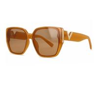 2026 Occhiali da sole a forma di V per le donne specchio retrò occhiali da sole per le signore occhiali da sole vintage occhiali da sole neri femminili, Tè C4, Taglia unica