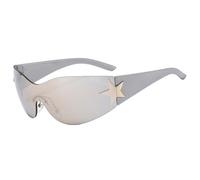 2026 Occhiali da sole senza montatura Uomini Per Le Donne Moda Avvolgere Occhiali A Forma di Stella Un Pezzo Sport All'aperto Shades Eyewear, Specchio., Taglia unica