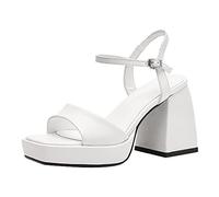 2026 Ospite di nozze Donne Estate Tacco spesso straniero Tacchi Alti Mary Jane Fodera Morbida Scamosciata Ufficio Cocktail Stiletti Donna Punta A Punta Classico Elegante formale, bianco, 38.5 EU