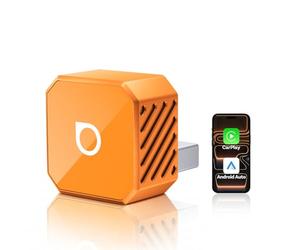 2026 Ottocast Mini Pot Orange, Adattatore CarPlay e Android Auto Wireless 2-in-1, Dongle Wireless Plug & Play, Auto-Connessione in 5s, Mini Cube per Auto con Sistema Cablato di Serie, iPhone e Android