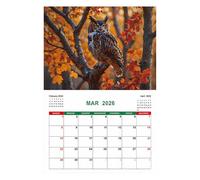 2026 Owl Planner - Calendario da parete organizzatore mensile grafico 'orario artistico | Strumento di gestione del personale per casa, ufficio, scuola, lavoro, obiettivi, compiti, l