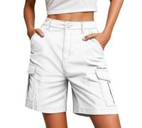 2026 - Pantaloncini cargo casual da donna, design a tasca per un uso rilassato nella vita di tutti i giorni, adatti per attività estive Pro Shorts da donna nero, bianco, 3XL