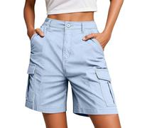 2026 - Pantaloncini cargo casual da donna, design a tasca per un uso rilassato nella vita di tutti i giorni, adatti per attività estive Pro Shorts da donna nero, Azzurro, XL