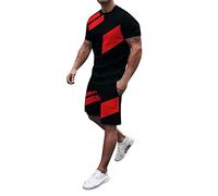 2026 Pantaloncini da uomo a maniche corte 3D da spiaggia tropicale hawaiano SS Body Sports, Nero , XL