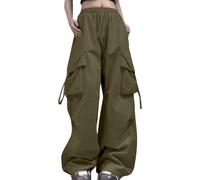 2026 - Pantaloni cargo da donna Relaxed Fit Baggy Clothes Black Pants High Waist Zipper Slim Drawstring Waist with Pockets Loose Plus Size Pantaloni da donna 720, verde, XXL