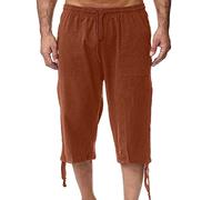 2026 Pantaloni da jogging da uomo in cotone per primavera estate, pantaloni capri casual casual per vacanze in spiaggia pantaloni softshell per uomo, Colore: arancione., L