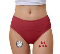 2026 Pantaloni fisiologici da donna di grandi dimensioni Mestruazioni Postpartum Biancheria intima mestruale a vita media, vino, L