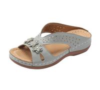 2026 Pantofole di moda estiva da donna con svolta floreale per la spiaggia attività all'aperto comode scarpe casual, Azzurro, 37 EU