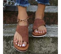 2026 Pantofole in Pelle da Donna Comoda Piattaforma Piatta da Donna Casual Morbida Clip per la correzione della Punta del Piede Sandalo Correttore borsite, Oro, US6/EU37