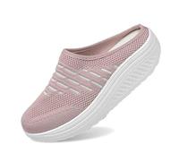 2026 Pantofole ortopediche da donna zoccoli e muli da donna con cuscino d'aria per il tempo libero sandali traspiranti scarpe per la salute diabetico slip on camminare speroni tallone maglia, rosa, 37