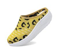 2026 Pantofole ortopediche da donna zoccoli e muli da donna con cuscino d'aria per il tempo libero sandali traspiranti scarpe per la salute diabetico slip on camminare speroni tallone maglia, Giallo