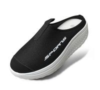 2026 Pantofole ortopediche da donna zoccoli e muli da donna con cuscino d'aria per il tempo libero sandali traspiranti scarpe per la salute diabetico slip on camminare speroni tallone maglia, Nero