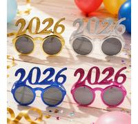 2026 Party Glasses - Sparkly Decorative Eyewear | Set di 4 Fun Glitter 2026 Eyeglasses for Kids & Adults | Perfect for New Year celebrations, Christmas Party Events, Office, Cosplay and Photos