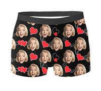 2026 - Personalizzato con il viso Personalizzato per gli uomini Personalizzato per il fidanzato Biancheria intima Personalizzata Boxer Con Uomo, Rosso anguria., L