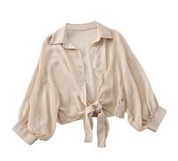 2026 - Piccola giacca tessuta, camicia, estate, tutti i tipi di piccoli capispalla largo, abbigliamento solare, cardigan da donna con top sottile e piccolo abito da spiaggia in spugna ragazza, cachi