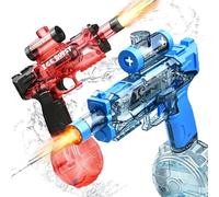 2026 Pistola ad acqua elettrica per adulti e bambini, 2 pistole ad acqua automatiche giocattolo con luci LED, giocattolo estivo per piscina all'aperto per ragazzi e ragazze, blu e rosso