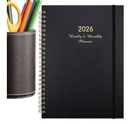 2026 Planner Book | A5 Binder Binder Weekly Planner Notebook | Notebook di diario portatile per le aule domestiche riunioni di lavoro di viaggio