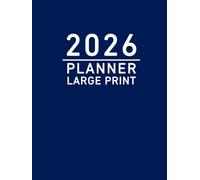 2026 Planner Large Print: Monthly Calendar and Weekly Organiser, Includes UK Holidays, Dark Blue