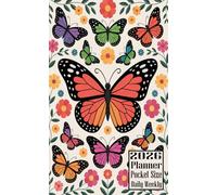 2026 Planner Pocket Size: Butterfly themed Cover Daily Weekly Diary 12 Month Calendar Vision Mission Board Contact Address Organizer Goals Notes
