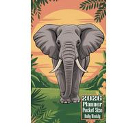 2026 Planner Pocket Size: Elephant themed Cover Daily Weekly Diary 12 Month Calendar Vision Mission Board Contact Address Organizer Goals Notes