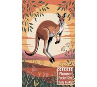 2026 Planner Pocket Size: Kangaroo themed Cover Daily Weekly Diary 12 Month Calendar Vision Mission Board Contact Address Organizer Goals Notes