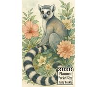 2026 Planner Pocket Size: Lemur themed Cover Daily Weekly Diary 12 Month Calendar Vision Mission Board Contact Address Organizer Goals Notes