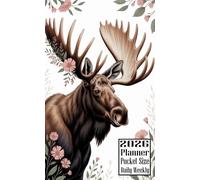 2026 Planner Pocket Size: Moose themed Cover Daily Weekly Diary 12 Month Calendar Vision Mission Board Contact Address Organizer Goals Notes