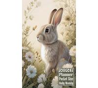 2026 Planner Pocket Size: Rabbit themed Cover Daily Weekly Diary 12 Month Calendar Vision Mission Board Contact Address Organizer Goals Notes