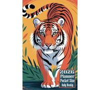 2026 Planner Pocket Size: Tiger themed Cover Daily Weekly Diary 12 Month Calendar Vision Mission Board Contact Address Organizer Goals Notes