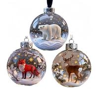 2026 Playful Animals Ball-Decoration, Clear Bird Figurine Balls for Xmas Tree, Cardinal Bird Christmas Tree Ornament, Acrylic Ball Bird Holiday Ornaments, Clear Holiday Ornaments Home Décor (3Pcs-H)