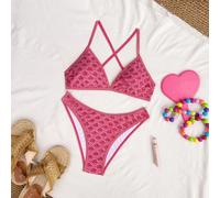 2026 Primavera/Estate Bikini retrò a triangolo dolce e piccante, costume da bagno separato sexy e minimalista con lacci, adatto per il seno piccolo L,M,S,XS,XXSstampa dappertuttoTessuto
