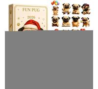 2026 Pug Countdown Calendar - 24 Mini 3D Figurines, Holiday Display Decor | Festive Countdown Calendar for Party Favors Stocking Stuffers Kids Home Office Bookshelf Mantel Bedside Table