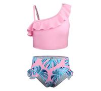 2026 Ragazze Costumi Da Bagno Due Pezzi Per Ragazze Con Increspature E Ad Asciugatura Rapida Con Per Lo Sport Un Pezzo Costume Da Bagno Comodo Uv Costumi Da Bagno, Colore: rosso, 8-9 Anni