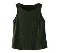 2026 Ragazze Girocollo Solid Basic Canottiere Senza Maniche Casual Top con Tasca, verde militare, 7-8 Anni