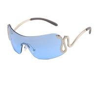 2026 Randlose Sonnenbrille für Damen mit Schlangen-Metallbeinen, stilvolle Monoblock-Sonnenbrille mit Farbverlauf für den Au?enbereich, Blu, Taglia unica