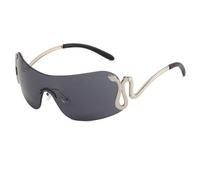 2026 Randlose Sonnenbrille für Damen mit Schlangen-Metallbeinen, stilvolle Monoblock-Sonnenbrille mit Farbverlauf für den Au?enbereich, Schwarzgrau, Taglia unica