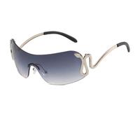 2026 Randlose Sonnenbrille für Damen mit Schlangen-Metallbeinen, stilvolle Monoblock-Sonnenbrille mit Farbverlauf für den Au?enbereich, Farbverlauf Grau, Taglia unica