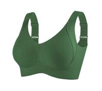 2026 - Reggiseno da donna con fibbia sul davanti, bordo in pizzo, senza movimento ad anello in acciaio, arricciatura senza cuciture, adattamento, yoga, sonno, reggiseno grande e lingerie, verde, 5XL