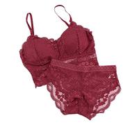 2026 Reggiseno Ritaglio Push Up Seta Bralette Biancheria Intima E Panty Set Lingerie Per Le Donne 2 Pezzi 2023, vino, Taglia unica
