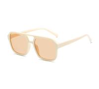 2026 Rettangolo Occhiali Da Sole Per Le Donne Degli Uomini Occhiali di Protezione Vintage Nero Giallo Rosso Blocco di Luce Sfumature Occhiali di Colore UV400, Tè Beige, Taglia unica