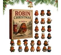 2026 Robin Christmas - 24 Day Bird Ornament Box | 7.09x10.24 Inch Size, 200g Lightweight 2D Flat Acrylic, Vintage Bird Pendants, Collectible Holiday Countdown for Home & Offic