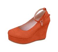 2026 Sandali alla moda con plateau da infilarsi dentro - Comodi tacchi con cinturino per l'estate, look casual, Colore: arancione., 36 EU