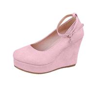 2026 Sandali alla moda con plateau da infilarsi dentro - Comodi tacchi con cinturino per l'estate, look casual, Colore: rosa., 39 EU