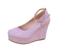 2026 Sandali alla moda con plateau da infilarsi dentro - Comodi tacchi con cinturino per l'estate, look casual, Viola chiaro, 40 EU
