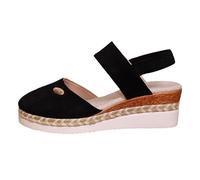2026 Sandali con zeppa per le donne Primavera Casual Trendy Punta chiusa Confortevole Elegante Suola Spessa Estate Slide Sexy Plus Size Estate 2026 Solid Suede Comfy Y2K Comfort Carino, Nero , 39.5 EU