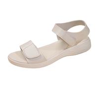 2026 Sandali per le Donne Delle Donne Piatto Commercio Estero Tacco Basso Scarpe Estive Roma Spiaggia Una Parola Femminile Casual, bianco, 38 EU