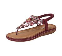 2026 Sandali piatti da donna estivi Boho strass scarpe comode punta aperta elastico caviglia senza spalline romano, Viola, 39.5 EU