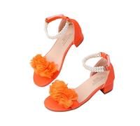 2026 Sandali & Slides Sandali Ragazza Con Perline, Sandali Elegante Infradito Con Tacco Per Bambini, Eleganti Per Estate Comode Scarpe Estate Leggere, Colore: arancione., 10 Jahre