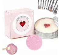2026 Sapone detergente solido per pennelli per trucco con tampone di pulizia in silicone, kit di pulizia per pennelli per trucco adatto ai viaggi per rimuovere rapidamente il colore dell'ombra (100g)