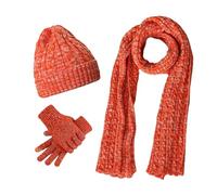 2026 Sciarpa Per Le Donne UK Donne & Uomini Autunno Inverno Caldo Maglia Cappello Guanti Slouchy Tre Cap Schermo Guanti Sciarpe Set, Arancione, Taglia unica